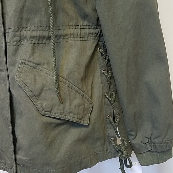 Forever flower Canvas Military jacket Sz L - Picture 3 of 6